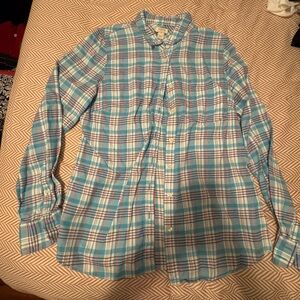 J. Crew Light Blue and White Plaid Shirt